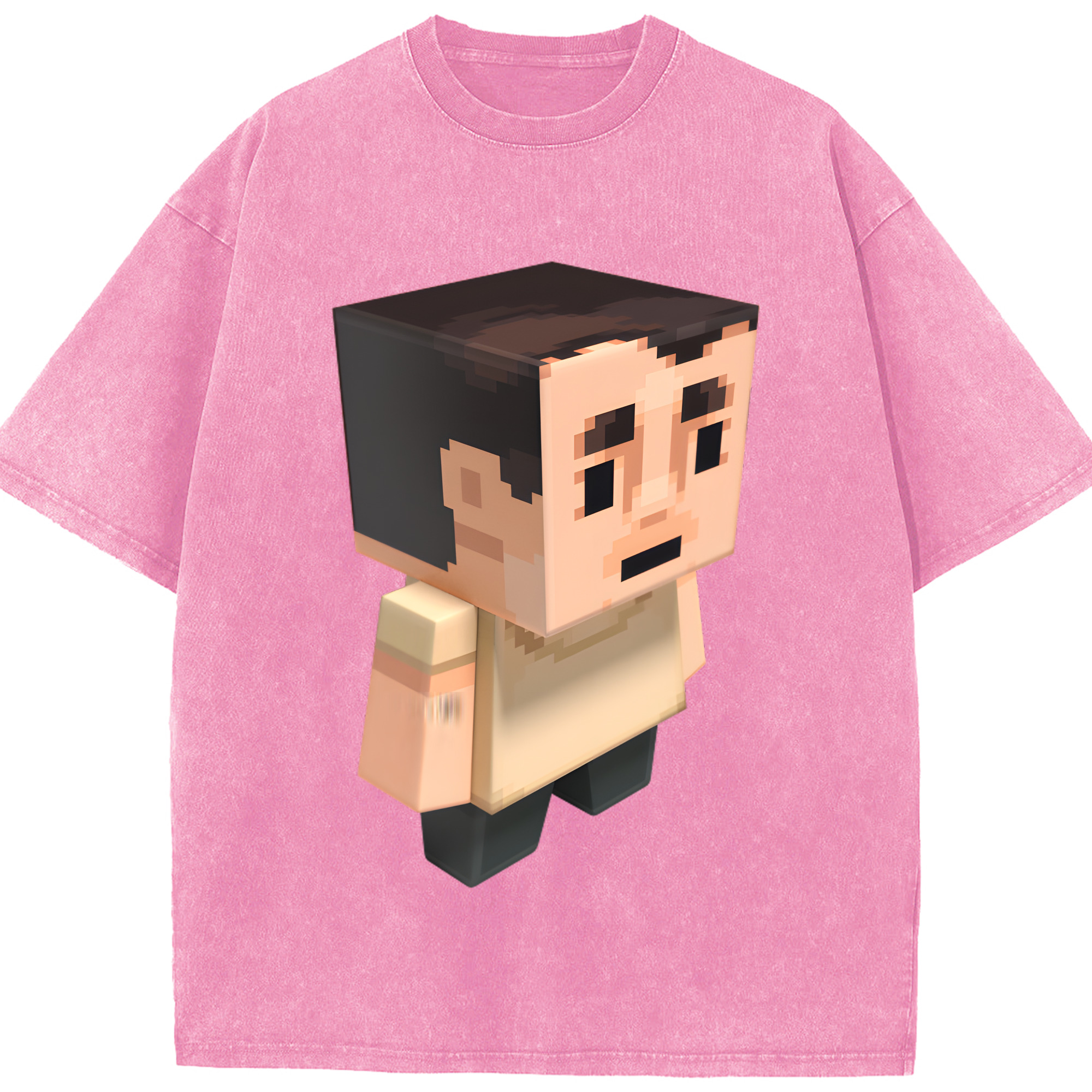 （画像用） マインクラフト ブロックの世界 Minecraft MC Block world 綿100% ヴィンテージ風 半袖Tシャツ（フロントプリント）